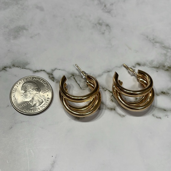 Zara Gold Triple Hoops - Picture 7 of 8